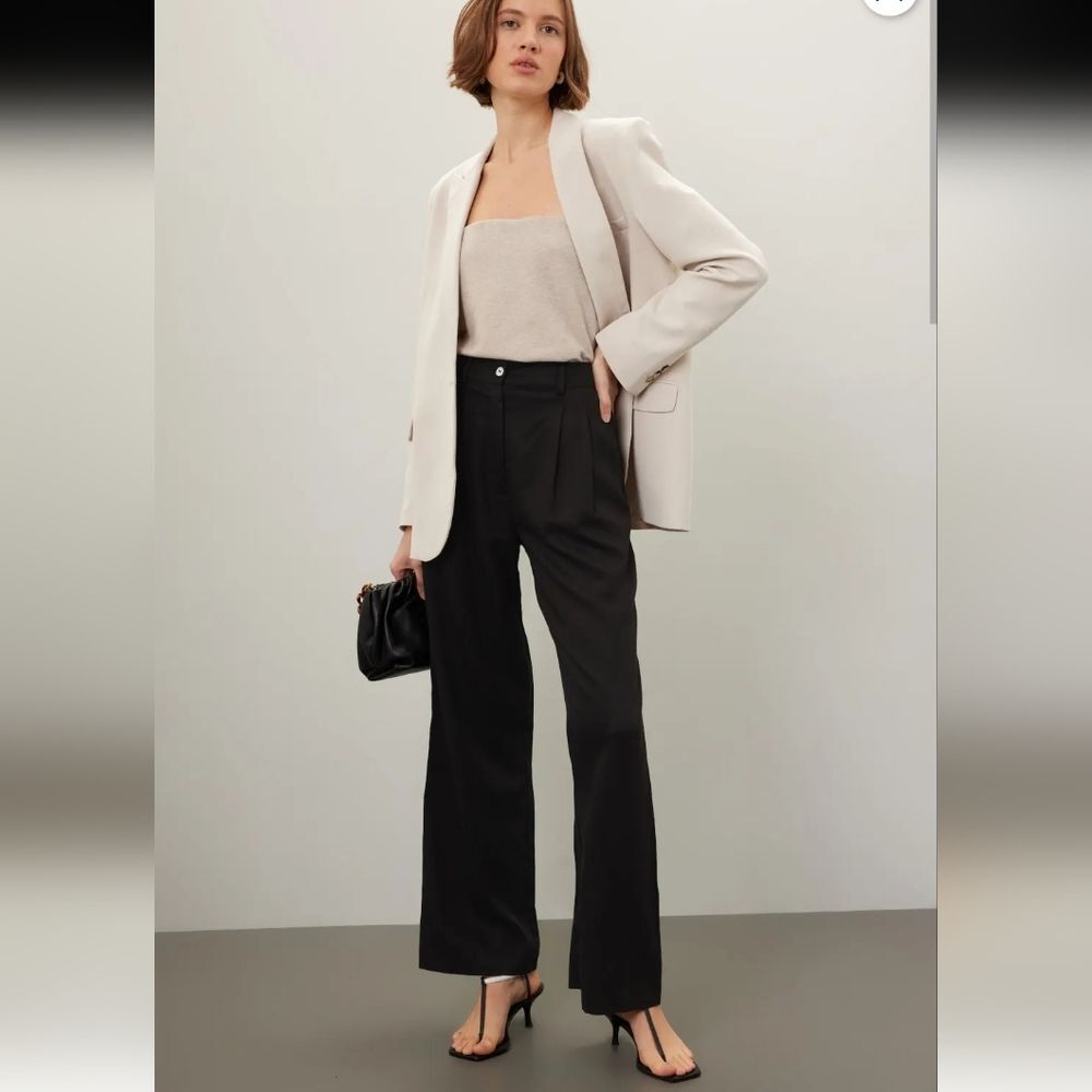 Donni Black Twill Pleated Trouser Pants Size 2 Career City Chic